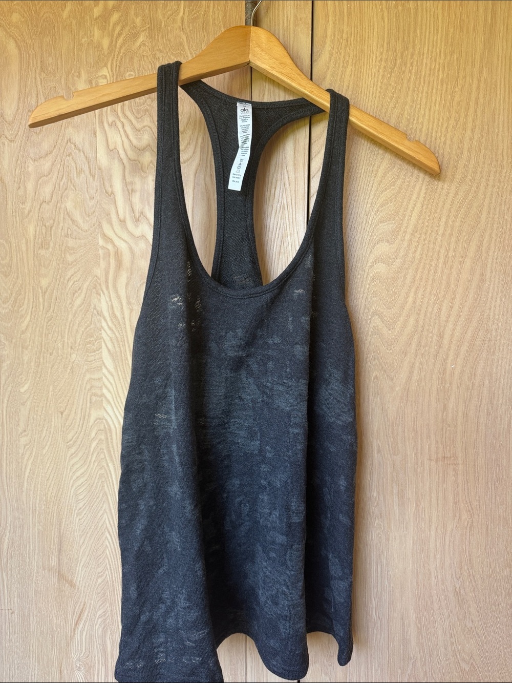 ALO Yoga Black Racerback Pure Tank Top with Scoop Neck